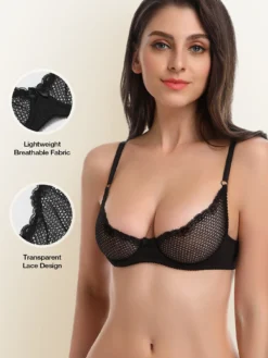 Wingslove Sexy Lace Underwire Sheer Net Bra