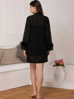 Women Black Sexy Net Nightdress