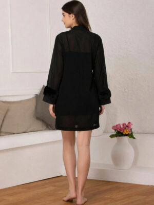 Women Black Sexy Net Nightdress
