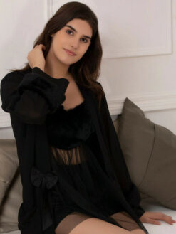 Women Black Sexy Net Nightdress