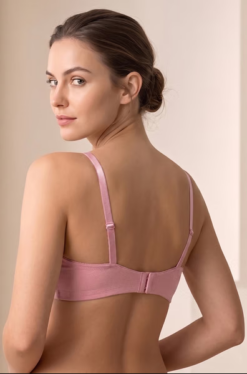 Padded Non-Wired Full Coverage Floral Print Classic Bra in Light Pink