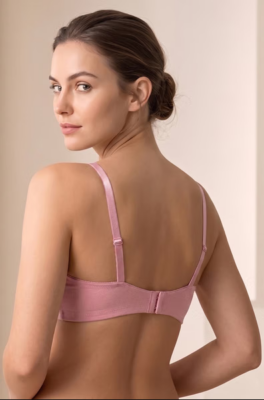 Padded Non-Wired Full Coverage Floral Print Classic Bra in Light Pink