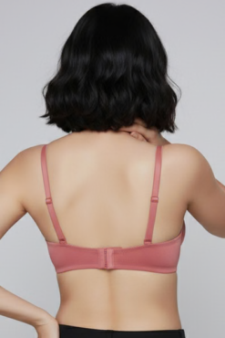 Padded Wired Balconette Bra in Light Red