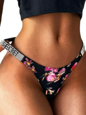 Black Love Secret String Printed Thong Brief