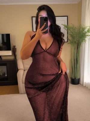 Dazy Plus Mesh Sheer Long Camisole Sexy Nighty