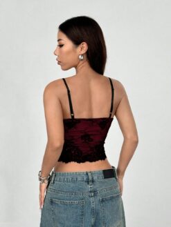 French Style Sexy Lace Contrast Color Backless Camisole
