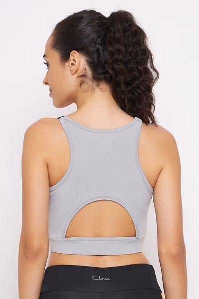 Medium Impact Padded Non-Wired Sports Bra in Orange Melange
