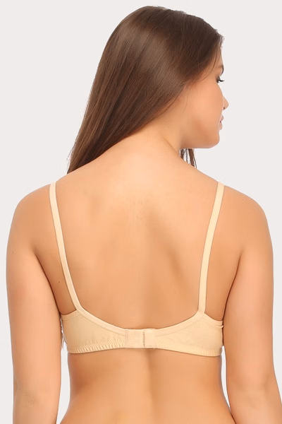 Non-Padded Non-Wired Bra In Beige With Full Cups
