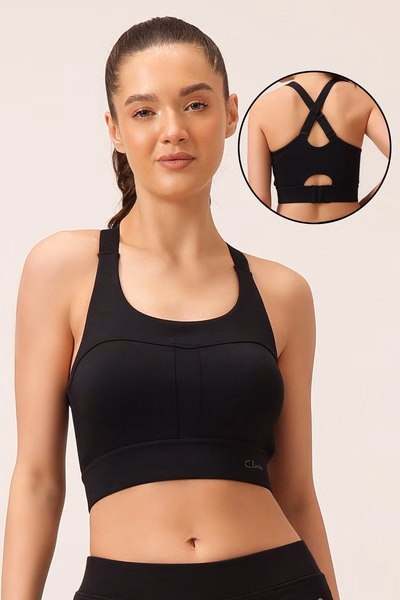 Padded High-Impact Sports Bra in Black