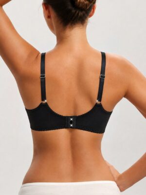 Women's Black Bow Lace Patchwork French Mature Elegant Underwire Fancy Bra