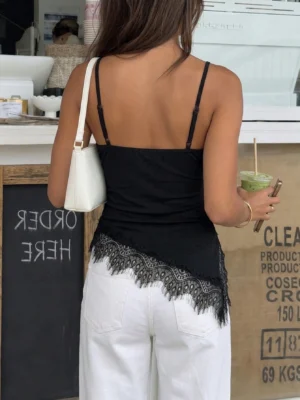 Women's Sexy Summer Lace Patchwork Spaghetti Strap Top Camisole