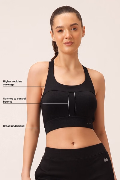 Padded High-Impact Sports Bra in Black